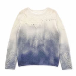 SuyaDream, Gradient Tie‑Dye Mohair Women Sweater Round Neck Hollow Lace Knit Pearl Beaded Loose Long Sleeve Pullover Top