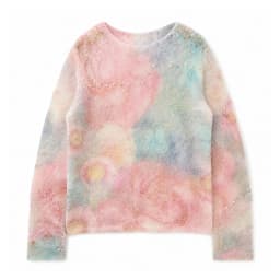 SuyaDream, Gradient Tie‑Dye Mohair Women Sweater Round Neck Hollow Lace Knit Pearl Beaded Loose Long Sleeve Pullover Top