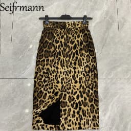Seifrmann Casual printed silk skirt high waist versatile skirt 2026 autumn fashion women's new style