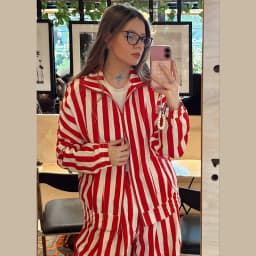 Women Retro Vertical Stripe Matching Two Piece Set Zip Hoodie Jacket Elastic Waist Wide Leg Pants Y2k Casual Street Outfit