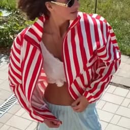 Women Retro Vertical Stripe Matching Two Piece Set Zip Hoodie Jacket Elastic Waist Wide Leg Pants Y2k Casual Street Outfit