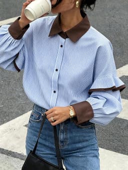 2026 Autumn Women Chic Turn-Down Collar Long Sleeve Fashion Blouse Single-Breasted Holiday Simple Loose Cardigan Top Streetwear