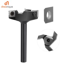 Dreanique 3-Flute Wood Planer Bit 35mm 60mm Cutting Diameter 8mm 12mm Shank Spoilboard Surfacing Router Bit Insert Carbide Slab