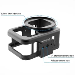 PULUZ for GoPro HERO13 12 11 10 9 Black Housing Shell CNC Aluminum Alloy Protective Cage with Insurance Frame & 52mm UV Lens