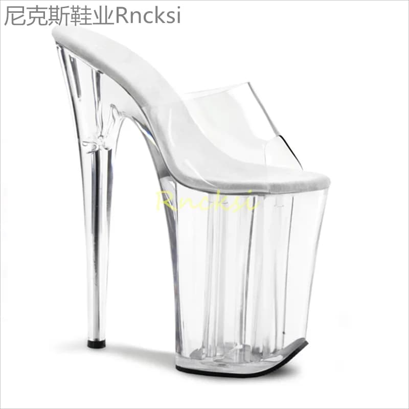 23cm Joker high-heeled toe-leaking fashion stiletto with stylish transparent bottom super high-heeled fishmouth sandals women