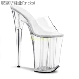 23cm Joker high-heeled toe-leaking fashion stiletto with stylish transparent bottom super high-heeled fishmouth sandals women