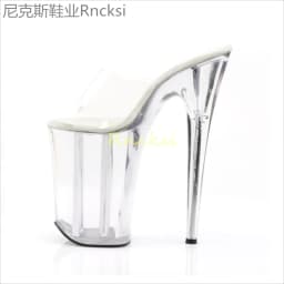 23cm Joker high-heeled toe-leaking fashion stiletto with stylish transparent bottom super high-heeled fishmouth sandals women