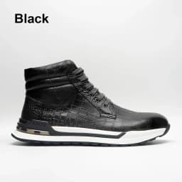 Luxury Winter Men Ankle Boots Cow Genuine Leather Crocodile Print Totem Design Lace-up Motorcycle Boot High Top Mens Sneakers