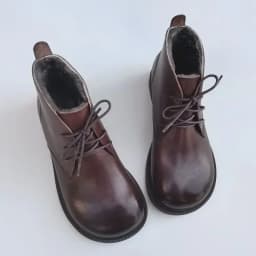 Winter Leather Sheepskin Fur Integrated Wide Toe Woman Short Boots Wool Non-slip Snow Boots Cotton Boots Ankle Women's Shoes