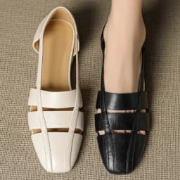 Women's sheepskin narrow band patchwork hollow-out square toe slip-on flats high quality soft comfortable casual summer shoes