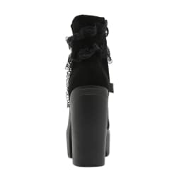 Gdgydh Vintage Gothic Lace Ankle Boots for Women Chunky Heel Side Zipper with Chain Detail Platform Goth Boots High Heels