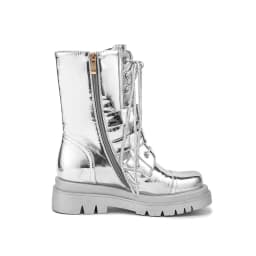 2026 Silver Belt Buckle Cross Strap Rhinestone Short Boots Casual Motorcycle Thick Sole Knight Boot Women Winter Silver Shoes