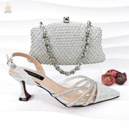 QSGFC New Nigerian Popular Sparkling Full Diamond Decoration Simple Versatile Wine Women's Shoes and Party Wedding Bags
