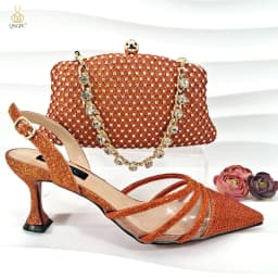 QSGFC New Nigerian Popular Sparkling Full Diamond Decoration Simple Versatile Wine Women's Shoes and Party Wedding Bags