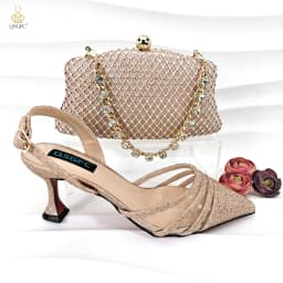 QSGFC New Nigerian Popular Sparkling Full Diamond Decoration Simple Versatile Wine Women's Shoes and Party Wedding Bags