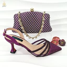 QSGFC New Nigerian Popular Sparkling Full Diamond Decoration Simple Versatile Wine Women's Shoes and Party Wedding Bags