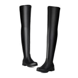 ASILETO New Winter Autumn Over Knee Boots 3.5cm Square Heel Round Toe Leather Thigh High Fashion Big Size 45 46 47 48 US17