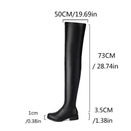 ASILETO New Winter Autumn Over Knee Boots 3.5cm Square Heel Round Toe Leather Thigh High Fashion Big Size 45 46 47 48 US17