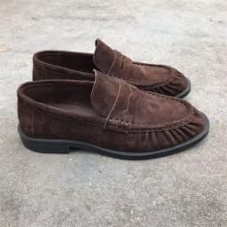 Brand New Retro Flat Shoes, Made of Pure Handmade Calf Leather, Suede Leather, Women's Loafers with Rubber Soles, One Step at a