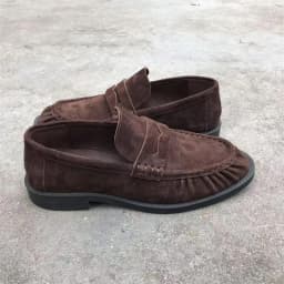 Brand New Retro Flat Shoes, Made of Pure Handmade Calf Leather, Suede Leather, Women's Loafers with Rubber Soles, One Step at a