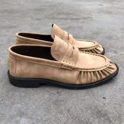 Brand New Retro Flat Shoes, Made of Pure Handmade Calf Leather, Suede Leather, Women's Loafers with Rubber Soles, One Step at a