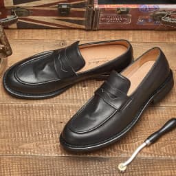 British Penny Loafers Top Layer Cowhide Bean Shoes Handmade Men's Loafers Casual Leather Shoes