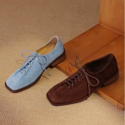 DIMANYU Women's Shoes Real Leather 2026 Spring New Lace-up Single Shoes Female Thick Heels Plus Size Women's Oxford Shoes