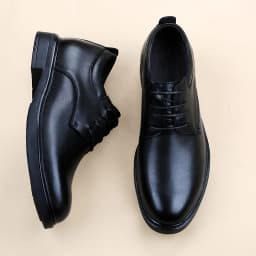 High End Brand Office Business Dress Shoes Men's Inner Height Shoes Thick Soled Simple Black Men's Genuine Leather Casual Shoes