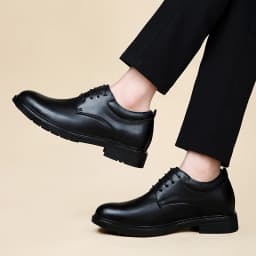 High End Brand Office Business Dress Shoes Men's Inner Height Shoes Thick Soled Simple Black Men's Genuine Leather Casual Shoes