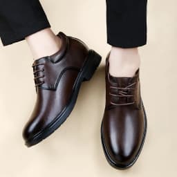 High End Brand Office Business Dress Shoes Men's Inner Height Shoes Thick Soled Simple Black Men's Genuine Leather Casual Shoes
