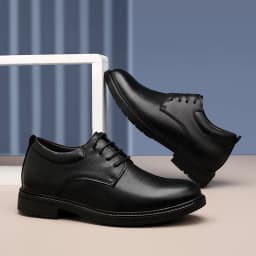 High End Brand Office Business Dress Shoes Men's Inner Height Shoes Thick Soled Simple Black Men's Genuine Leather Casual Shoes
