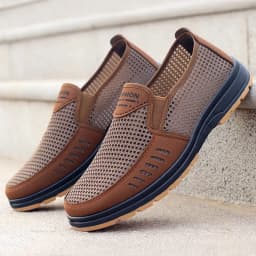 Men's Shoes Summer Breathable Mesh Slip-On Dad/Elderly Shoes Non-Slip Orthopedic Comfort Lightweight Canvas Shoes