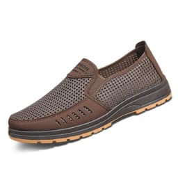 Men's Shoes Summer Breathable Mesh Slip-On Dad/Elderly Shoes Non-Slip Orthopedic Comfort Lightweight Canvas Shoes