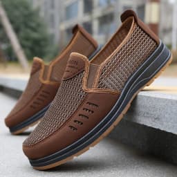Men's Shoes Summer Breathable Mesh Slip-On Dad/Elderly Shoes Non-Slip Orthopedic Comfort Lightweight Canvas Shoes