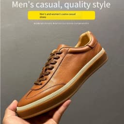 YETTIES Unisex Spring Soft Cowhide Leather Platform Sneakers Breathable Comfort Height-Increasing Durable Non-Slip Casual Shoes