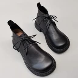 Genuine Leather Wide Toe Women's Shoes Spring Cowhide Short Boots Soft Sole Lace-up High-top Original Single Shoes