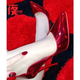 2025new Laser Electric Red High Heels Shallow Mouth Wave Edge Pointed Shoes Sexy 12cm Sexy French Fashion Lady Single Shoes33-46