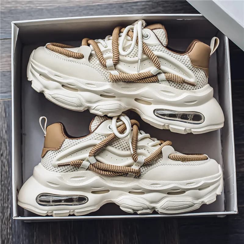 Men's Chunky Casual Sneakers Four Seasons Breathable Lightweight Outdoor Running Shoes Fashion Youth Soft-Sole Speed Sports Shoe