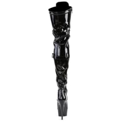 15CM Stripper Knee Boots | Steel Pipe Dance Knee Boots | Black Strapped Thigh Boots | Suitable for Stage Dancing in Nightclubs