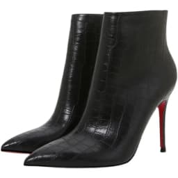 Autumn and winter new turtle patterned short boots, slim high heels, black 10cm, female pointed, slim heels, Shizang bare boots