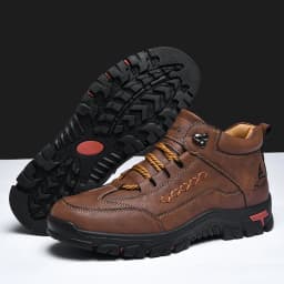 Men's High-Top Round-Toe Fashion Boots Lace-Up Outdoor Hiking Shoes Spring/Fall Thick-Sole Casual Oversized Men's Shoes