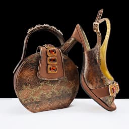 doershow High Quality African Style Ladies Shoes And Bags Set Latest orange Italian Shoes And Bag Set For Party SMM1-1