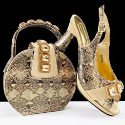 doershow High Quality African Style Ladies Shoes And Bags Set Latest orange Italian Shoes And Bag Set For Party SMM1-1