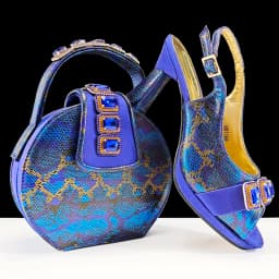 doershow High Quality African Style Ladies Shoes And Bags Set Latest orange Italian Shoes And Bag Set For Party SMM1-1