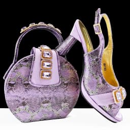doershow High Quality African Style Ladies Shoes And Bags Set Latest orange Italian Shoes And Bag Set For Party SMM1-1