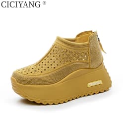 CICIYANG 8cm Thick-soled Women Hollow Sandals 2025 Summer New Casual Large-size Non-slip Female Sneakers Shoes Breathable Sandal