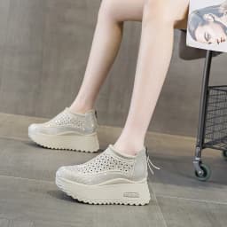 CICIYANG 8cm Thick-soled Women Hollow Sandals 2025 Summer New Casual Large-size Non-slip Female Sneakers Shoes Breathable Sandal
