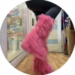 Women Sweet Pink Furry Wedge Heel Mid-Calf Boots Platform Cute Fluffy Plush Boots Zipped Soft Fur Warm Shoes Fall Winter