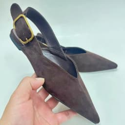 Pointed Toe Women Slingback Flats Back Strap High Quality Faux Suede Designer Brand Casual Daily Retro Female Roman Shoes