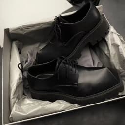 2025 Men's Big Head Leather Niche Design Casual Platform Rhino Horn Square Single Sneakers Derby Shoes